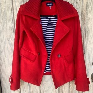 Splendid red wool winter coat womens XS